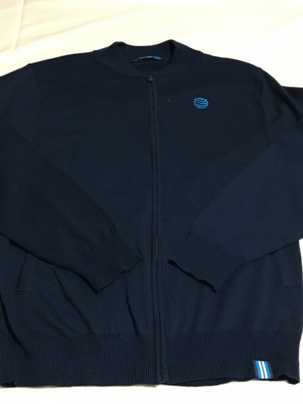 AT&T Sweater Mens XL Blue Full Zip Long Sleeve Employee Uniform Workwear